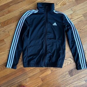 adidas Black Track Jacket with Light White Stripes